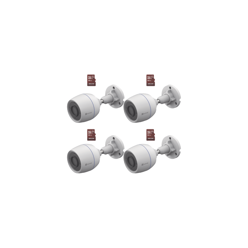 Kit Cámaras WiFi EZVIZ: 4 CS-H3C + 4 HS-TF-E1/32G - Detecció