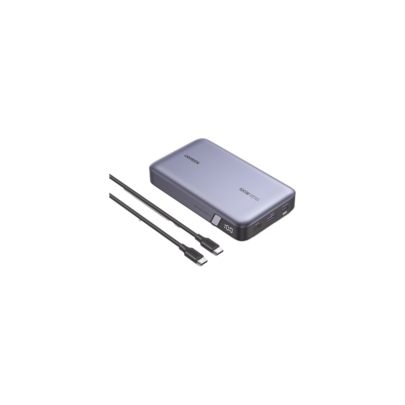 Power Bank / 20000mAh / 100W Max / 3 Salidas USB-C + USB-A / PD 3.0 / QC3.0 / Pantalla Inteligente / Carcasa Ignífuga / Gris