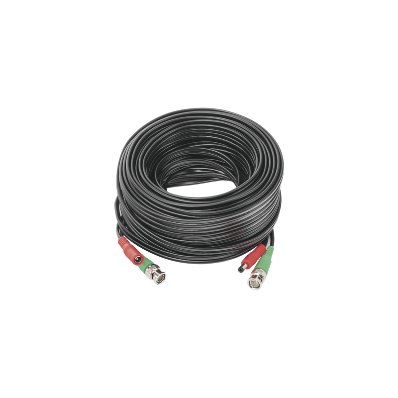 Cable Coaxial BNC RG59 + Alimentación / SIAMES / 20 Metros (65.62 Pies) / CCA / 4K / Interior y Exterior