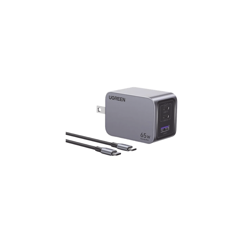 Cargador de Pared / 65W / 3 Puertos / 2 USB-C / 1 USB-A / GaNInfinity / PD3.1 / QC4.0 / Aluminio