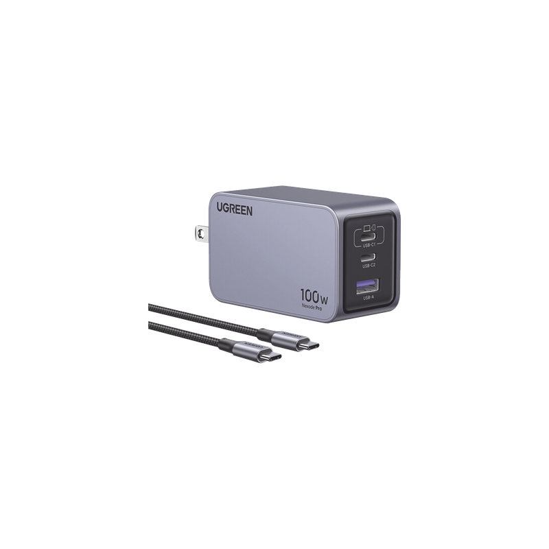 Cargador de Escritorio / 100 W / 3 Puertos / 2 USB-C + 1 USB-A / GaNInfinity / PD3.1 / QC4.0 / Caja de Aluminio