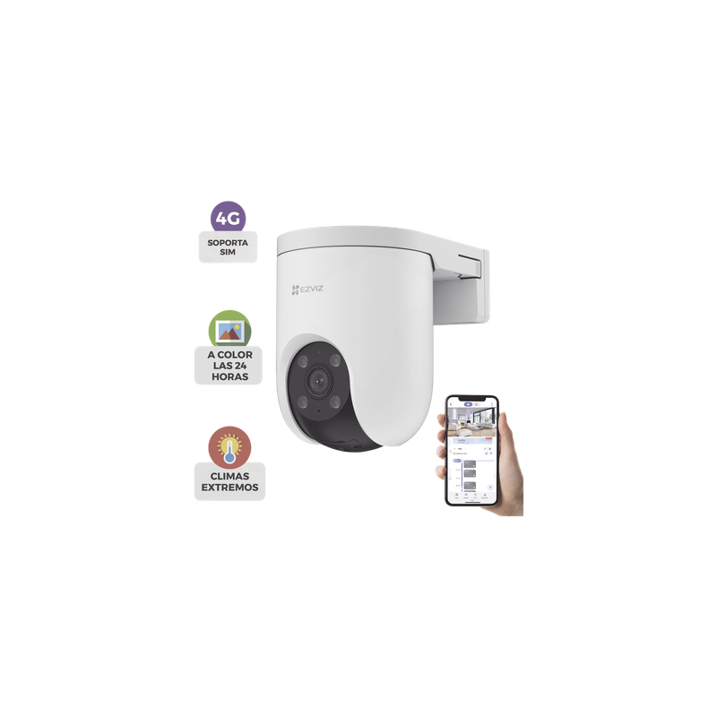 Cámara PT IP / 3 Megapixel / 4G Multicarrier / Giro 350° / Inclinación 80° / Visión Nocturna a Color 30 m (98.4 ft) / Audio Bidireccional / IP65