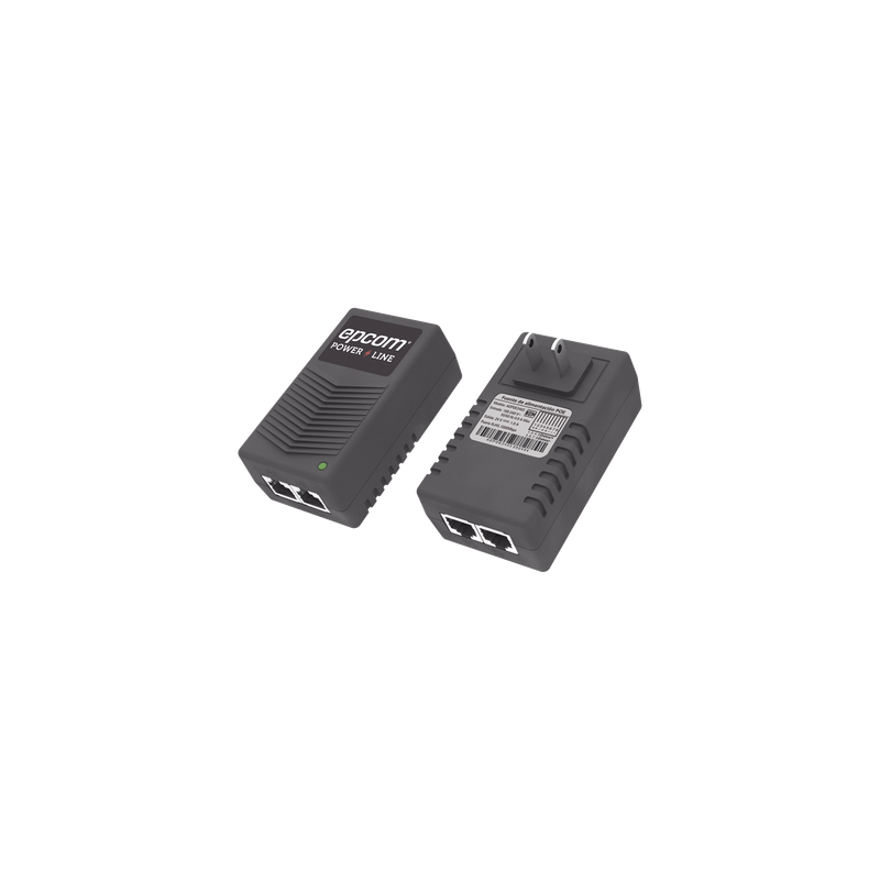 Inyector PoE de Pared / 24 Vcc / 1 A / 24 W / Protección OV, OC, SC, UV / -25°C a 65°C / Doble RJ45