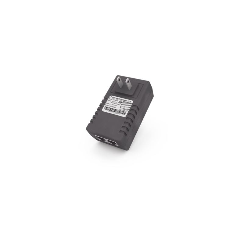 Inyector PoE de Pared / 48 Vcc / 0.5 A / 24 W / Doble Puerto RJ45 / Protección Integrada OV-OC-SC-UV / -25°C a 65°C