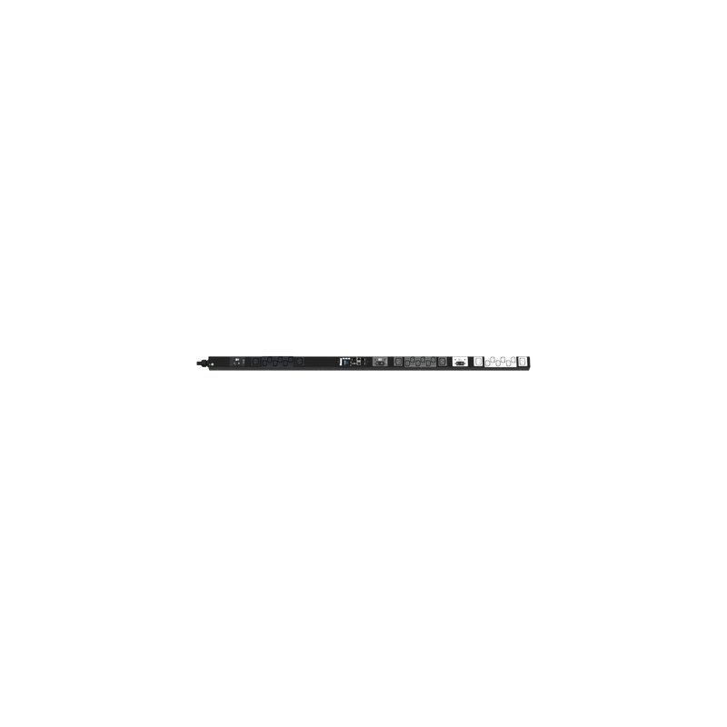 PDU Monitoreable / 24 Salidas (18 C13 + 6 C19) / Entrada NEMA L21-30P / 208 Vca / 30 A / Monitoreo de Energía y Ambiente / Pantalla OLED / Vertical