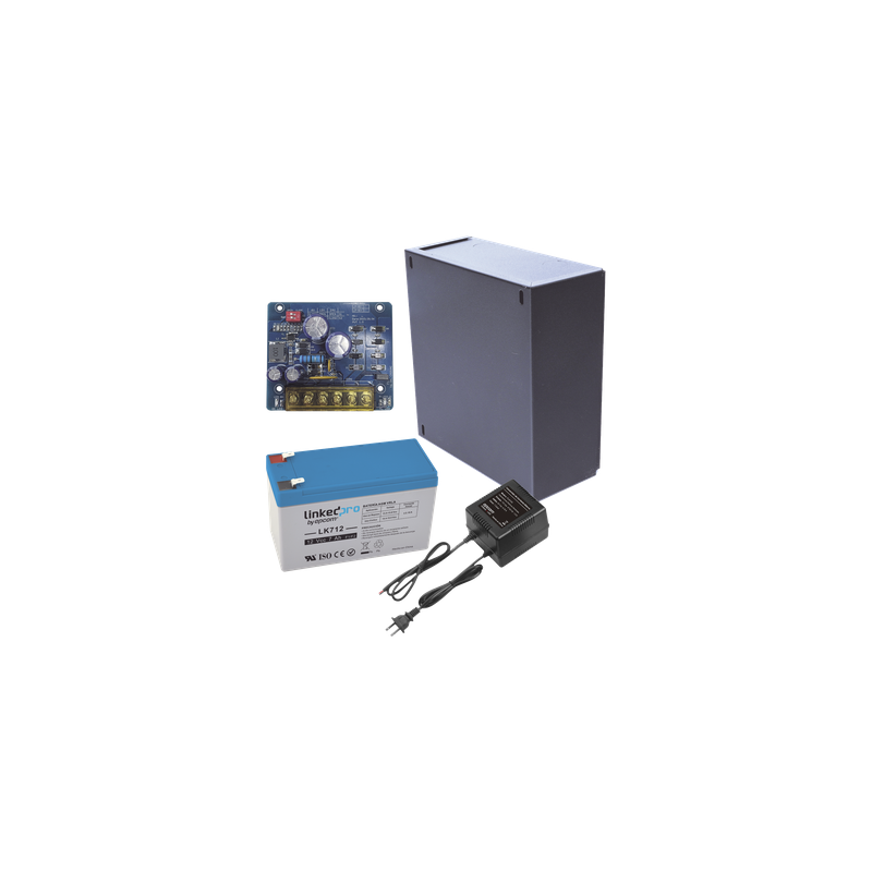 Kit Fuente de Poder con Batería de Respaldo / Salida 12 VCC 2.5 A / Batería AGM 4.5 Ah / Protección Sobretensión y Cortocircuito / Gabinete Interior