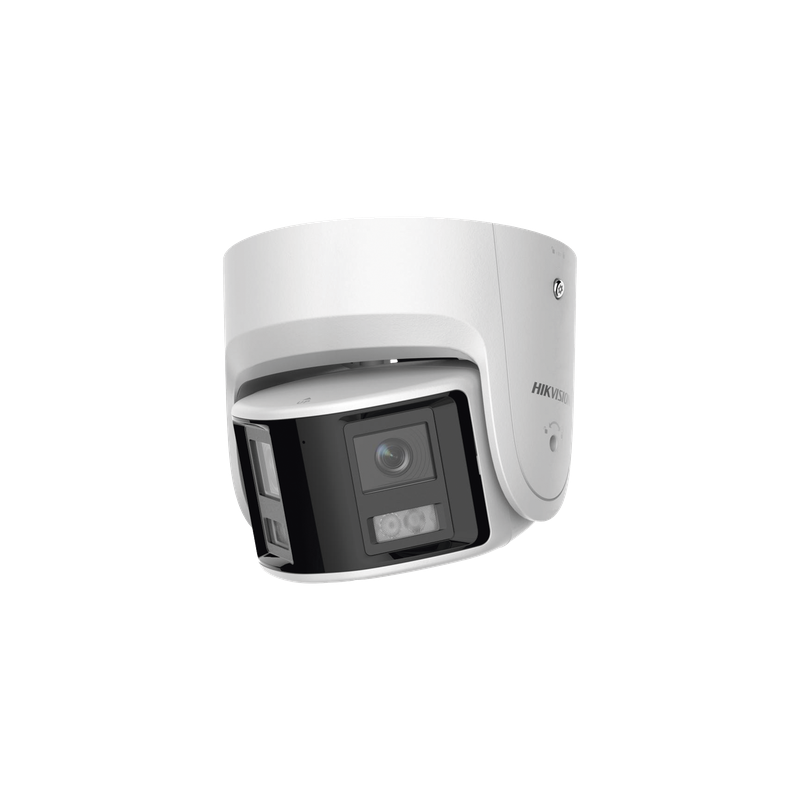 Cámara Turret IP / 4 Megapixel / Dual Lente 2.8 mm / Panorámica 180° / IR 30 m (98.4 ft) / IP67 / Audio Bidireccional / AcuSense / WDR 120 dB
