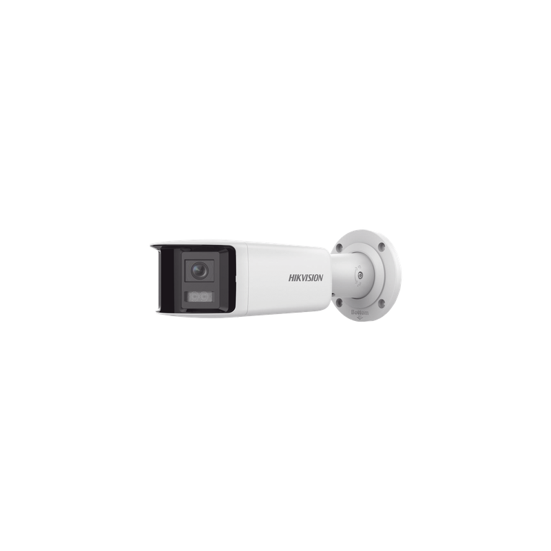 Cámara Bala IP / 4 Megapixel / Dual Lente 2.8 mm / Panorámica 180° / IR 40 m (131.2 ft) / WDR 120 dB / IP67 / Audio Bidireccional / PoE