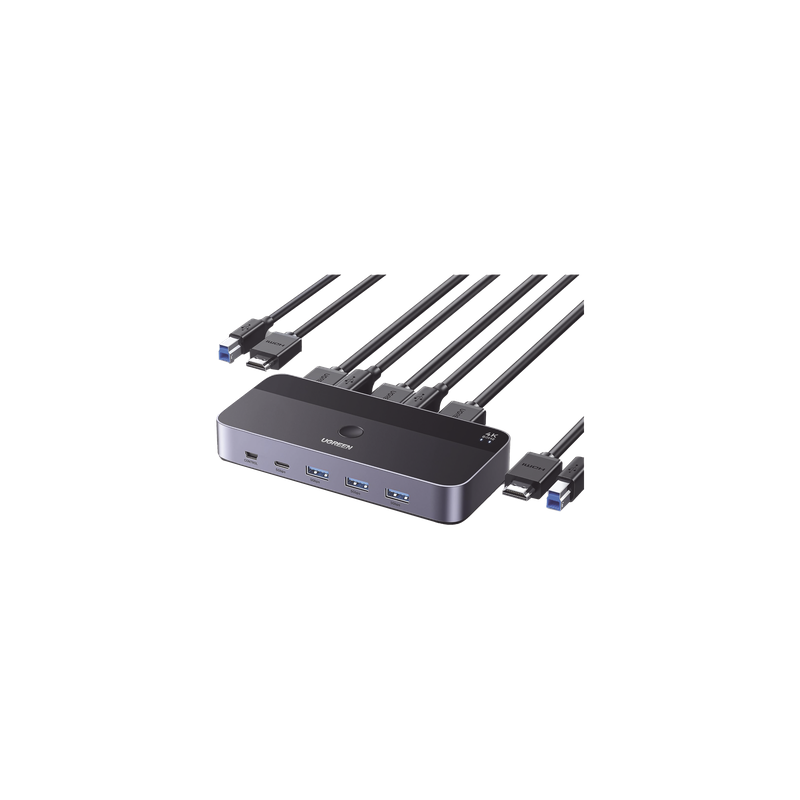 Conmutador KVM HDMI / 4K@60Hz HDR / 2 Entradas 1 Salida / 4 Puertos USB 3.0 / Carcasa Aluminio