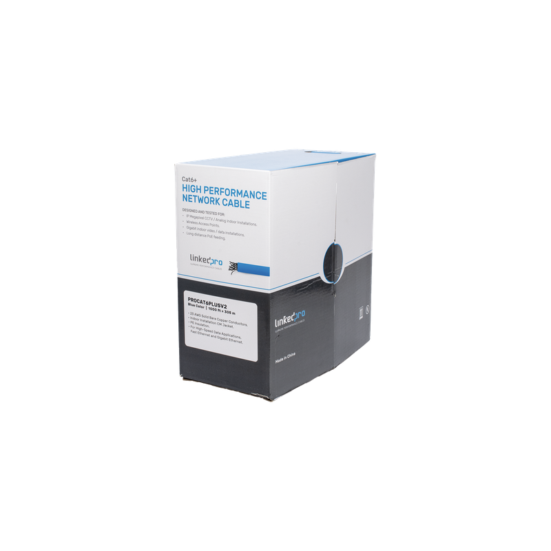 Cable UTP Cat6+ / 305 m (1000 ft) / Calibre 23 AWG / 250 MHz / CM / 100% Cobre / Sin Blindaje / Interior