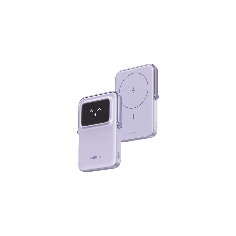 Power Bank Inalámbrico / 10000 mAh / Carga Inalámbrica 7.5W / PD 20W USB-C / Pantalla TFT con Emojis / Soporte Plegable / MagSafe Compatible