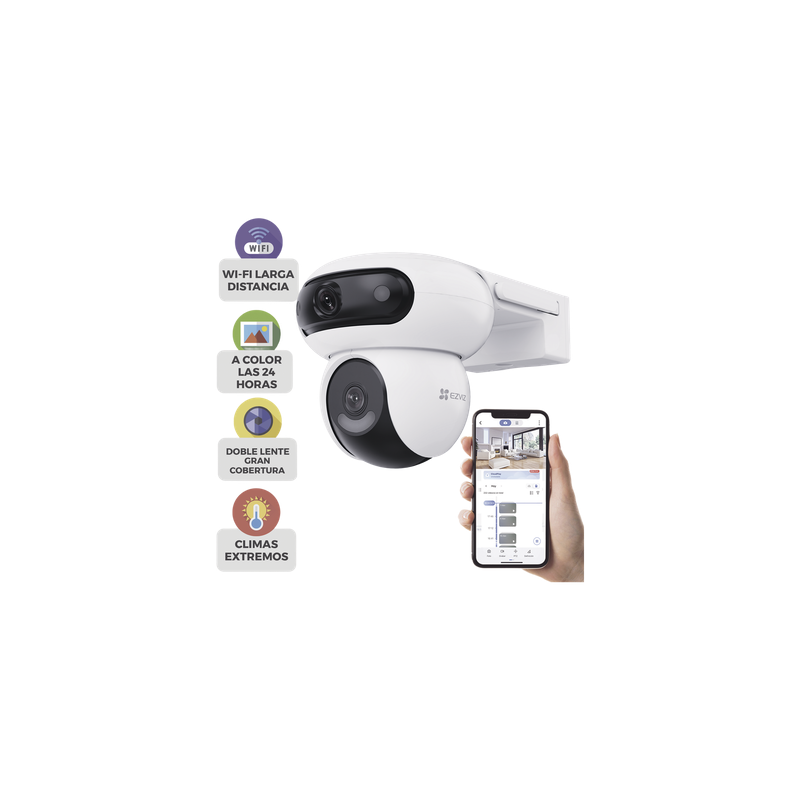 Cámara IP Doble PT / 8 Megapixel / Color Nocturna 40 m (131.2 ft) / Wi-Fi / IP65
