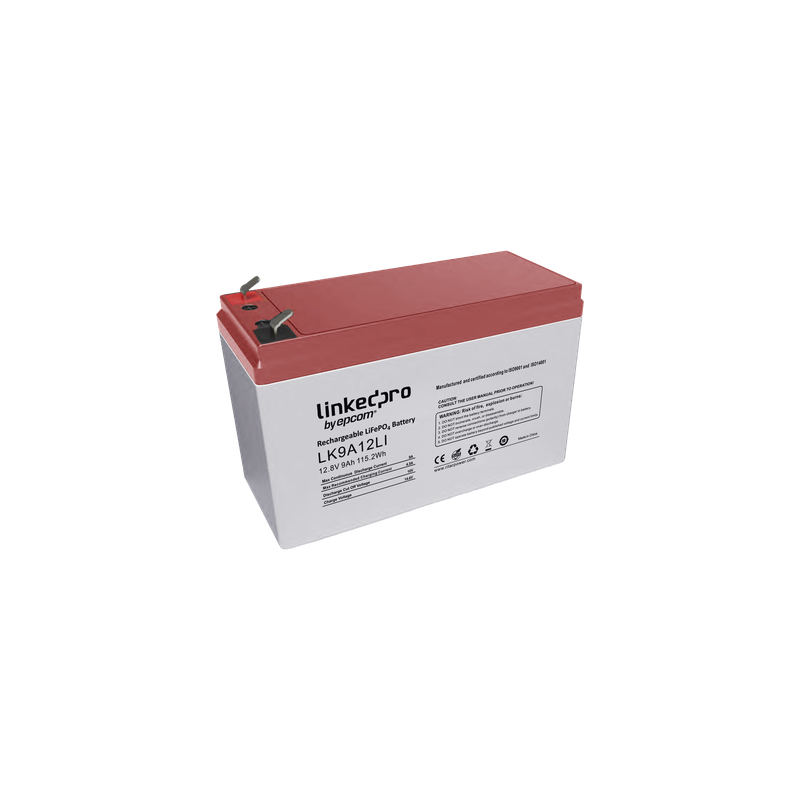 Batería de Litio LiFePO4 / 12.8 Vcc / 9 Ah / 115.2 Wh / 2000 Ciclos / Terminales F2
