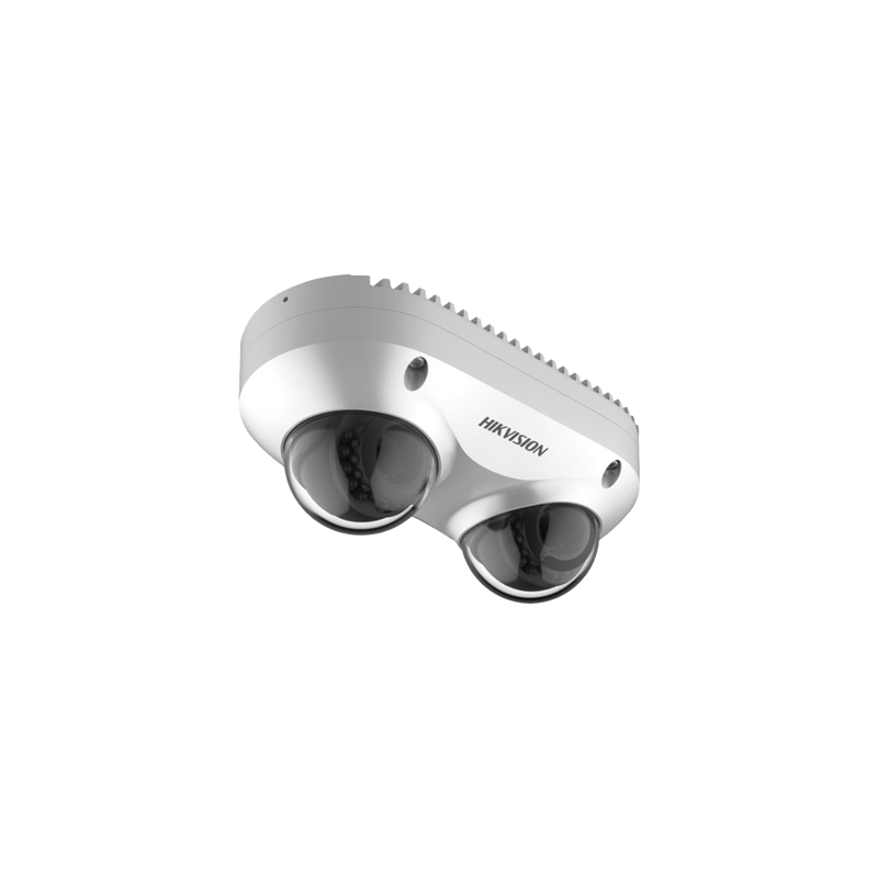 Cámara Panorámica Dual / 4 MP por Lente / 2.8 mm Fijo / IP67 / IK10 / PoE / WDR 120 dB / 10 m (32.8 ft) IR / Audio y Alarma I/O / MicroSD 256 GB