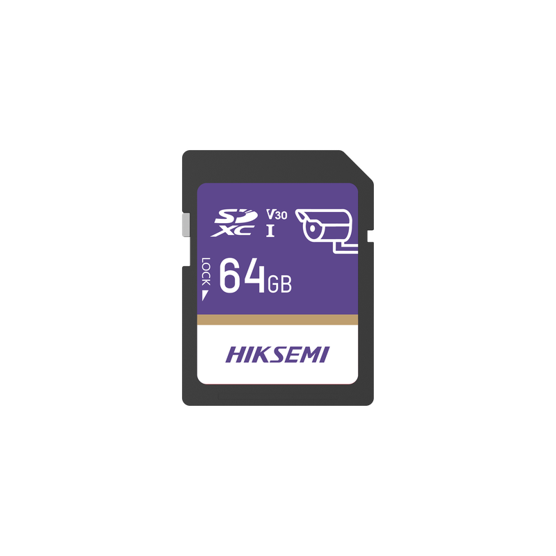 Tarjeta SD / 64 GB / Lectura 100 MB/s / Escritura 90 MB/s / Clase 10 U3 V30 / 3D TLC NAND / -25°C a 85°C (-13°F a 185°F) / Videovigilancia 24/7