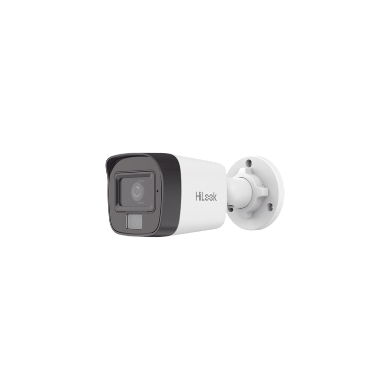 Cámara Bala IP / 4 Megapixel / Dual Light 20 m (65.6 ft) IR + 15 m (49.2 ft) Luz Blanca / Lente 2.8 mm / 104° / IP67 / PoE / Audio Integrado
