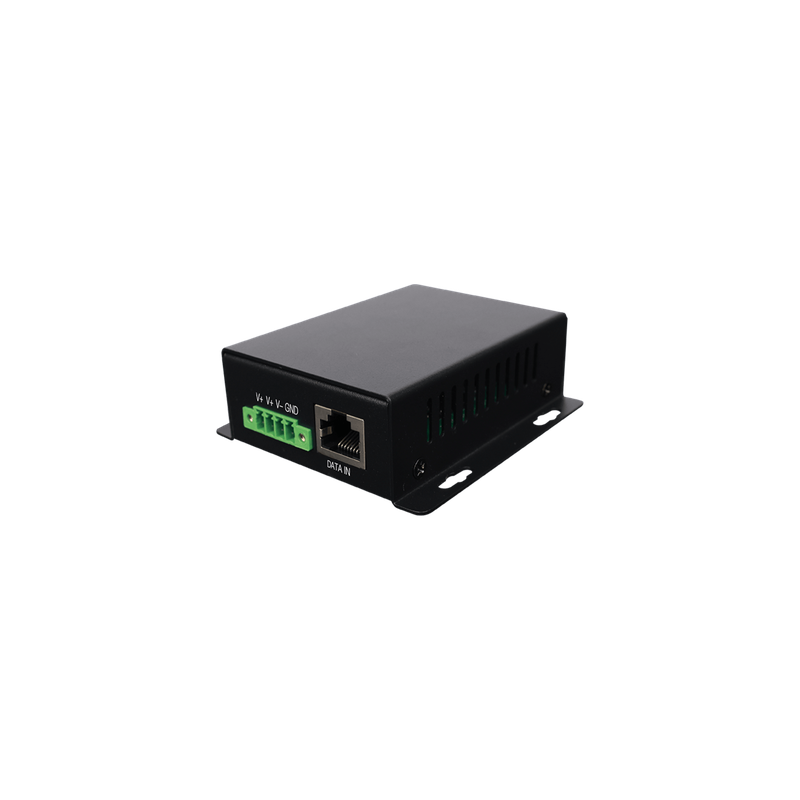 Inyector PoE Industrial / Entrada 9-42 Vcc / Salida 48V PoE 802.3af/at / Dual RJ45 10/100/1000 Mbps / Rango -20℃ a 70℃