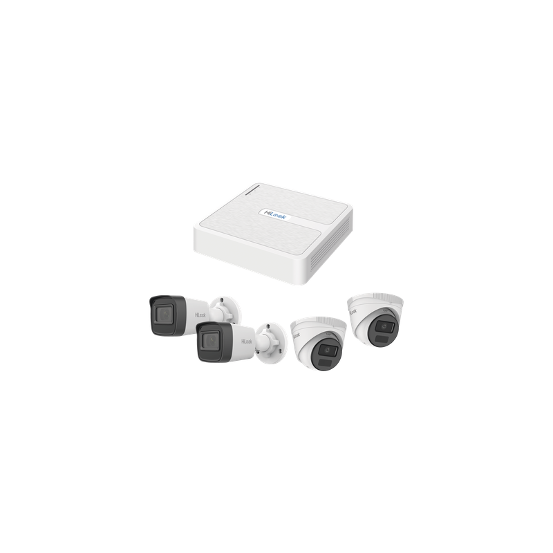 Kit de Videovigilancia IP / 2 Megapixel / NVR 8 Canales con 8 Puertos PoE+ / 4 Cámaras para Exterior / IR 20 m (65.6 ft) / Salidas VGA y HDMI