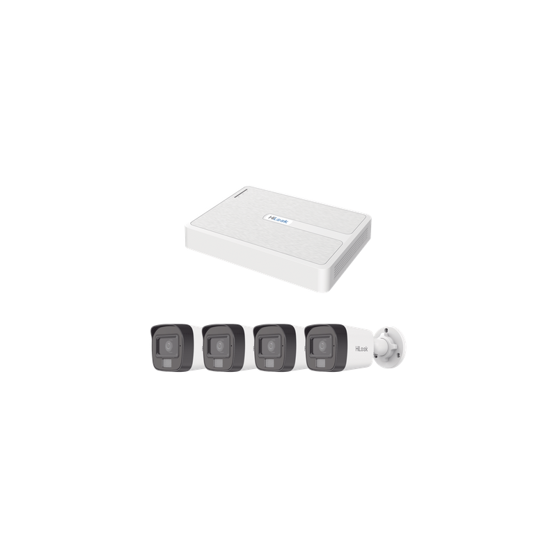 Kit de Videovigilancia IP / NVR 8 Canales PoE+ / 4 Cámaras Bala 2 Megapixel / Dual Light IR 20 m (65.6 ft) + Luz Blanca 15 m (49.2 ft) / Audio Integrado / H.265+