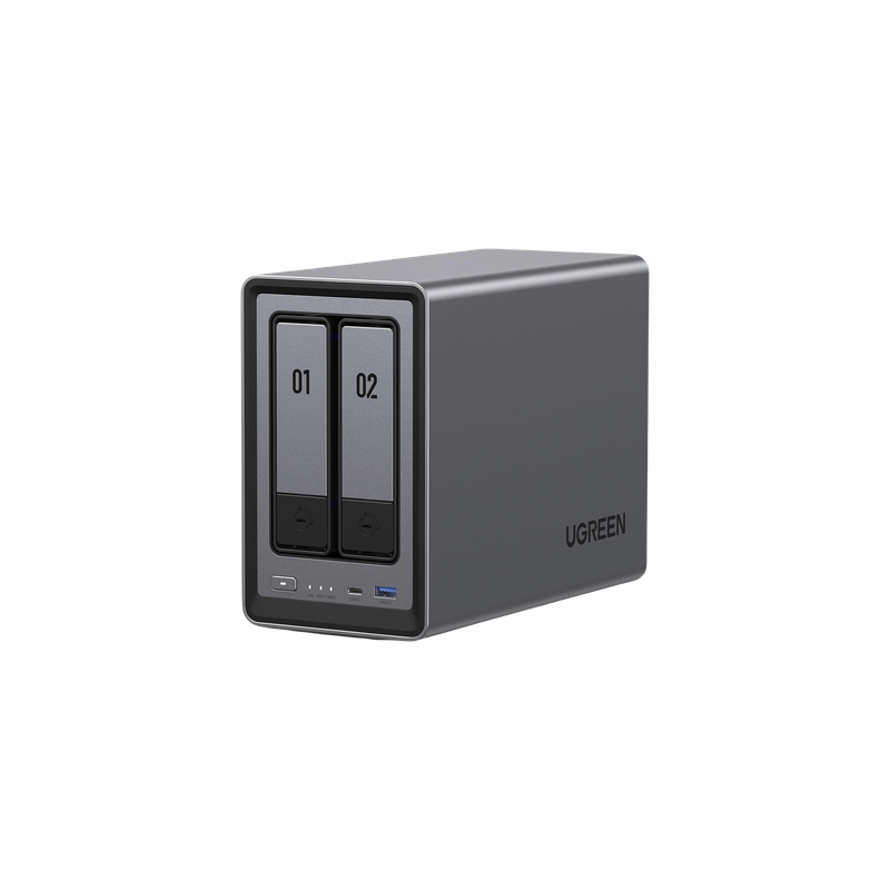 NAS 2 Bahías / Intel N100 4 Núcleos / DDR5 8 GB / SATA 48 TB / M.2 NVMe 16 TB / Ethernet 2.5G / HDMI 4K