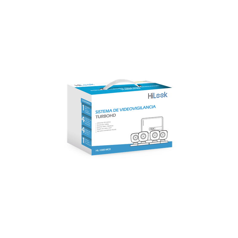 Kit TurboHD HiLook DVR 8CH 1080p 4 Cámaras 2MP