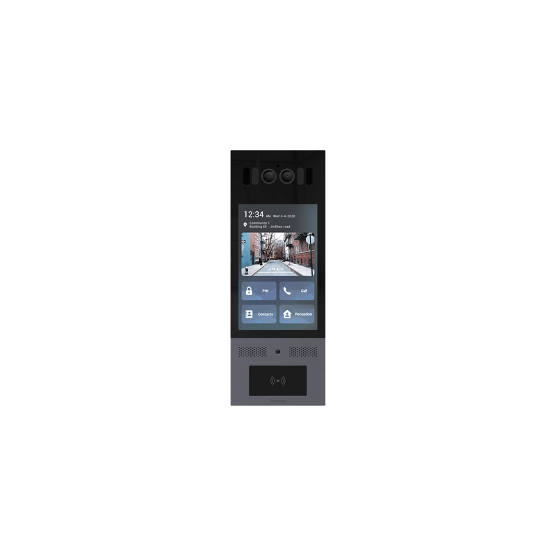 Frente de Calle IP / IK10 / IP66 / LCD 8 Pulgadas / Reconocimiento Facial / QR y PIN / 3 Puertas / Bluetooth / NFC / SIP / ONVIF