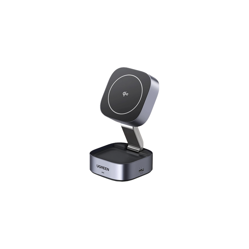 Cargador Inalámbrico 2 en 1 / Qi 2 15W / Base Auriculares 5W / Salida USB-C 5W / Potencia Total 25W / Protección Múltiple
