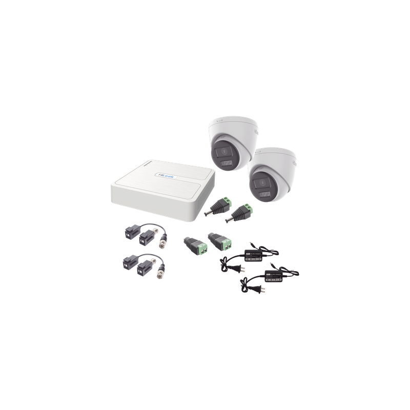 Kit de Videovigilancia TurboHD / 1080p Lite / DVR 4 Canales + 1 IP / 2 Cámaras Turret 2 MP / Audio Bidireccional / Dual Light 40 m (131.2 ft) / Visión Color