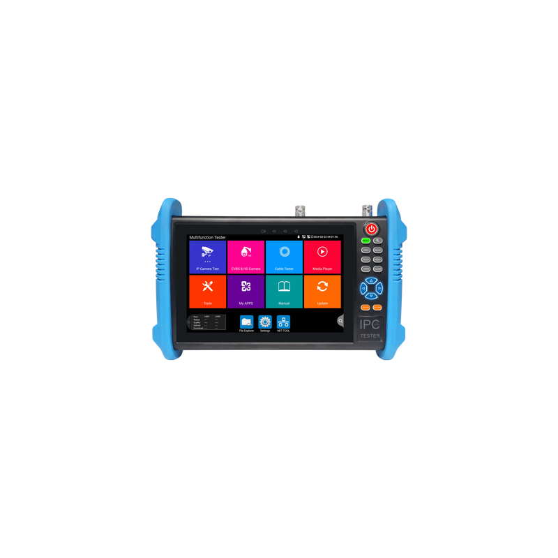 Tester de Video Profesional / Pantalla Táctil IPS 7" / 4K/8K H.265 / IP/HD/Analógico / TVI/CVI/AHD/CVBS / PoE 24W / TDR / HDMI 1080p / Autonomía 10 h