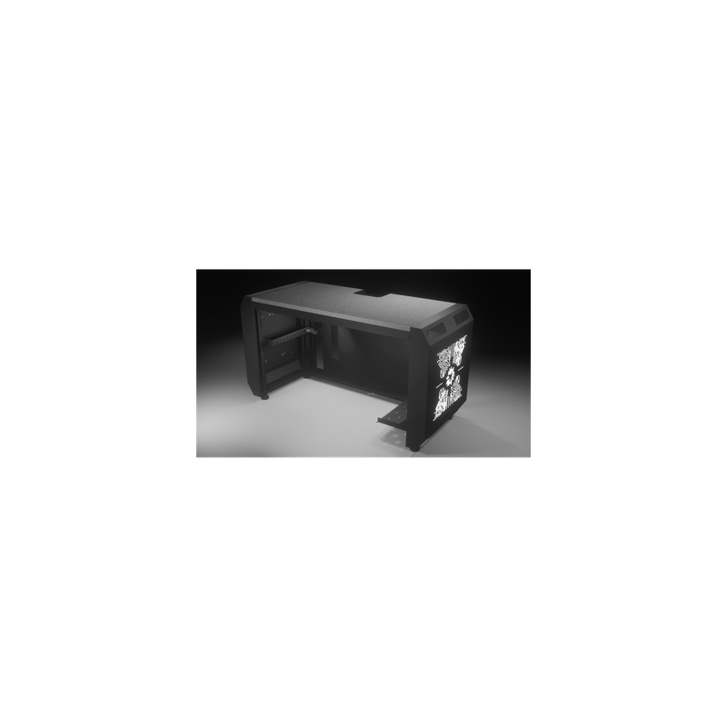 Consola Profesional para Monitoreo y Cómputo / Acero Laminado y Madera / Ranura para Base de Monitores / Tomacorriente 15A / Iluminación LED / 1.64 ft (0.5 m) de Profundidad