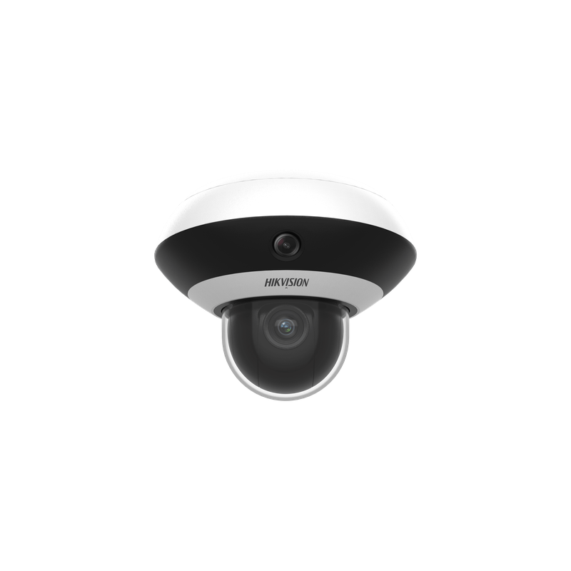Mini Domo PanoVu IP / 4 Megapixel UHD / 1 PTZ 4X Zoom + 3 Lentes Panorámicos 360° / H.265 / IR 10 m (32.8 ft) / PoE+ / dWDR / Uso en Interior