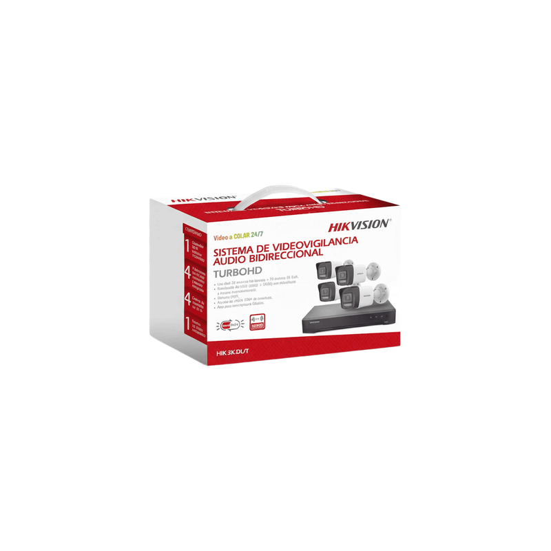 Kit TurboHD / 3K 5 Megapixel / DVR 4 Canales + 2 IP / 4 Cámaras Bala Dual Light / IR 30 m (98.4 ft) / Audio Bidireccional / AcuSense