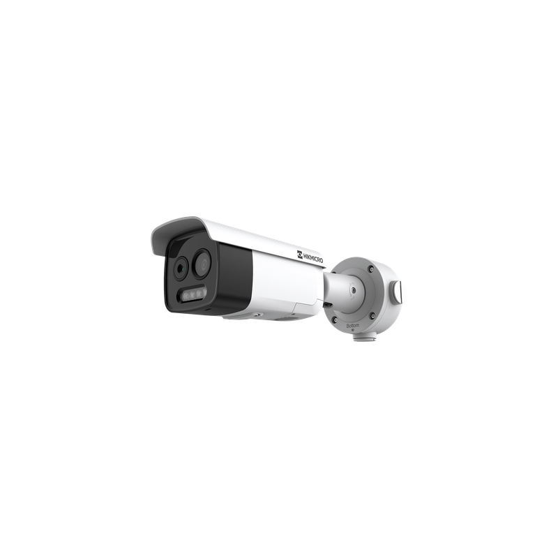 Cámara Bala Bi-Espectral / Térmica 256×192 / Óptica 5 MP / Personas 120 m (393.7 ft) / Fuego 74.4 m (244.1 ft) / Alarma / PoE