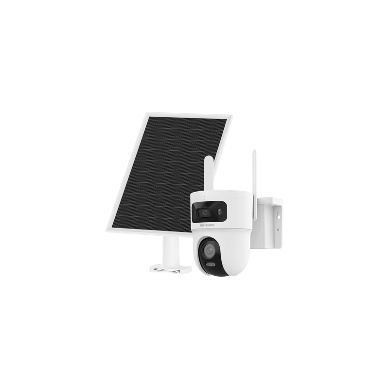 Cámara Solar IP Dual / 4 Megapixel / Doble Lente PT 4 mm + Fijo 2.8 mm / AOV 24/7 / 4G LTE / Dual Light 30 m (98.4 ft) / IP66