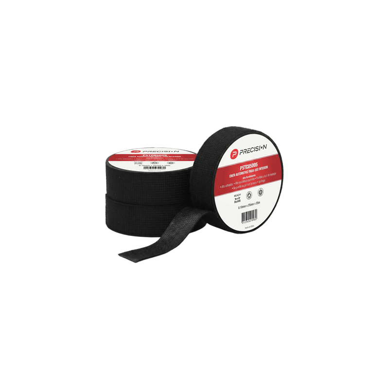 Cinta Automotriz Fieltro PET 19mm Negro 18m Anti-Abrasión