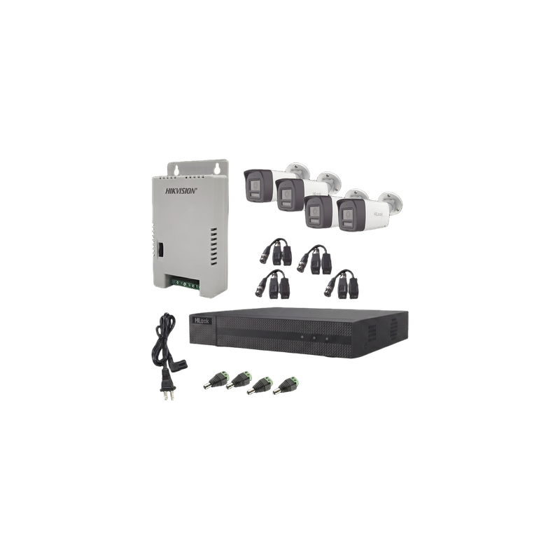 Kit de Videovigilancia TurboHD / 4 Canales + 1 IP / 2 Megapixel / Audio Bidireccional / Dual Light 30 m (98.4 ft) IR 20 m (65.6 ft) / Exterior IP67 / Fuente Regulada 12-15 VDC