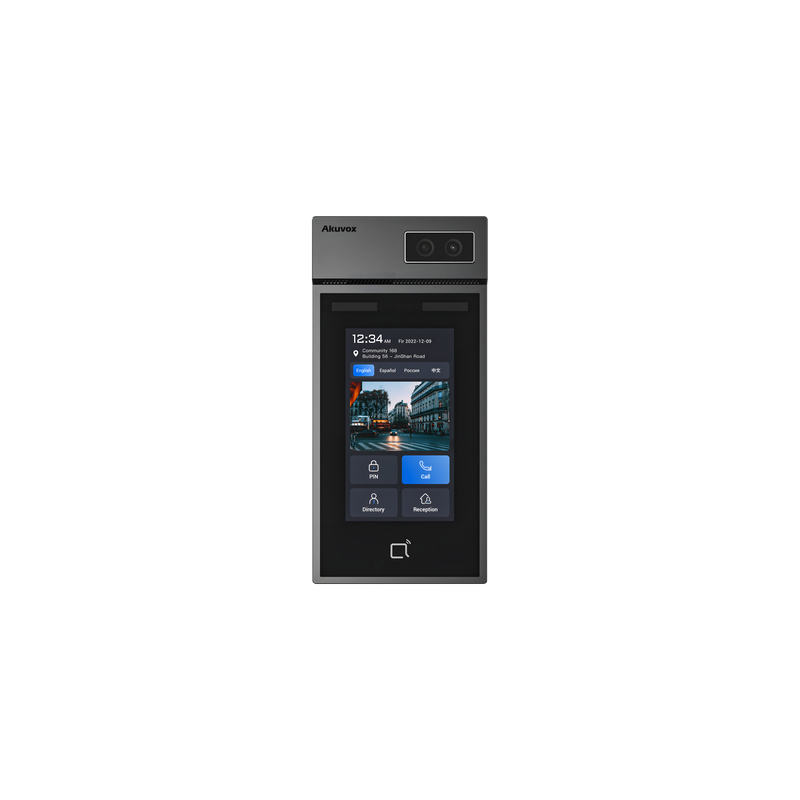 Videoportero IP / Pantalla IPS 5 Pulgadas / Cámara 2MP / Reconocimiento Facial / Huella Opcional / BLE QR PIN / SIP / ONVIF / IP66 / IK08 / PoE
