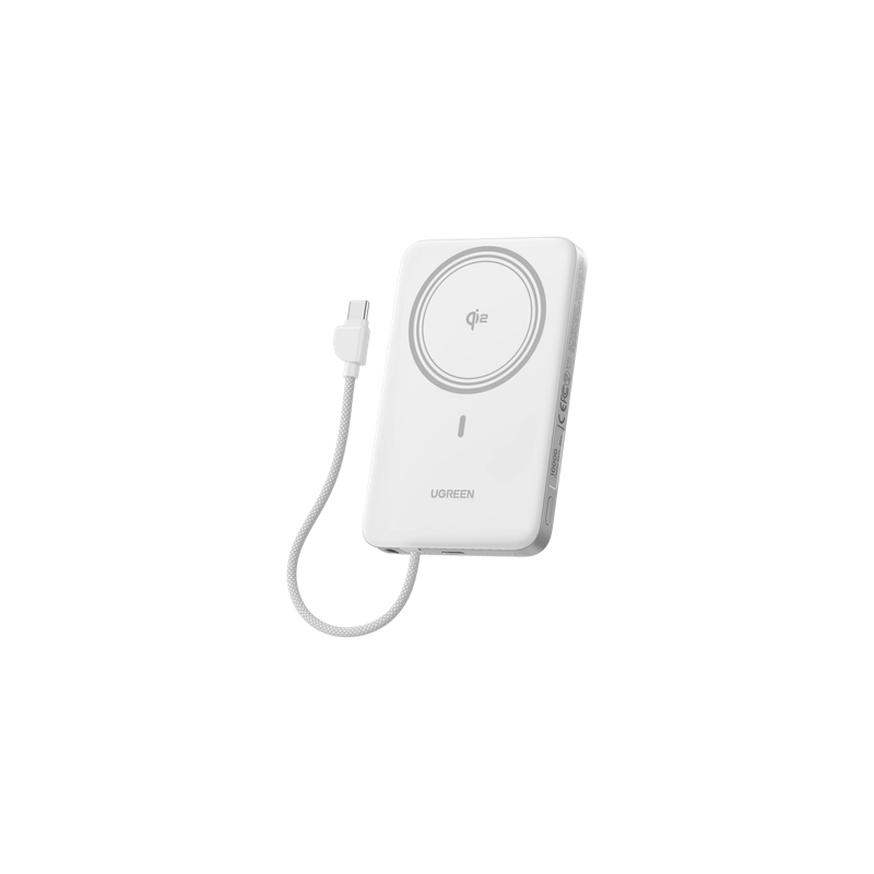 Banco de Energía / 10000 mAh / 30W USB-C PD+PPS / Cable USB-C Integrado 30W / Carga Inalámbrica Magnética 15W / Pantalla LED / 39.2 Wh