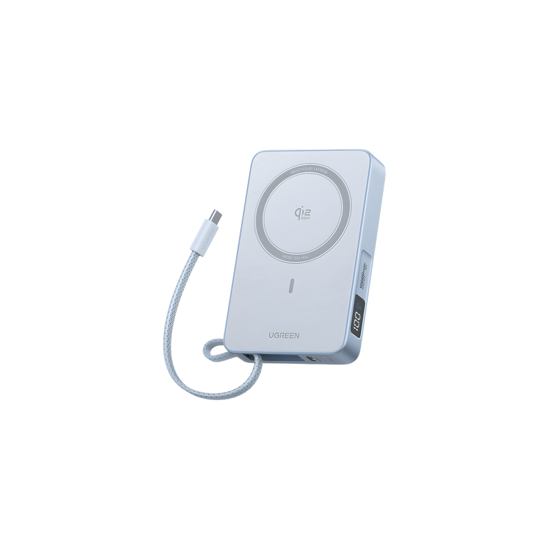 Banco de Energía Magnético Inalámbrico / 10000 mAh 36 Wh / Carga Rápida 30 W PD3.0/PPS/UFCS / Qi 2.2 25 W MPP / Cable USB-C Integrado 60 W / 254 g