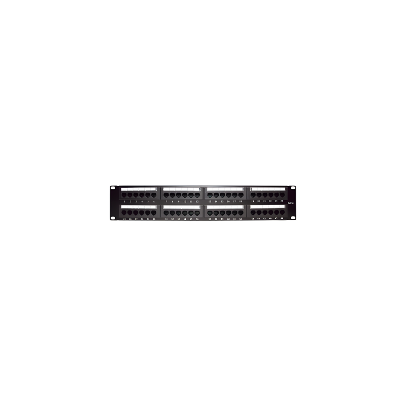 Panel de Parcheo de Impacto / 48 Puertos / Cat5e / 19 Pulgadas (48.26 cm) / 2U / T568A/T568B / Barra Organizadora