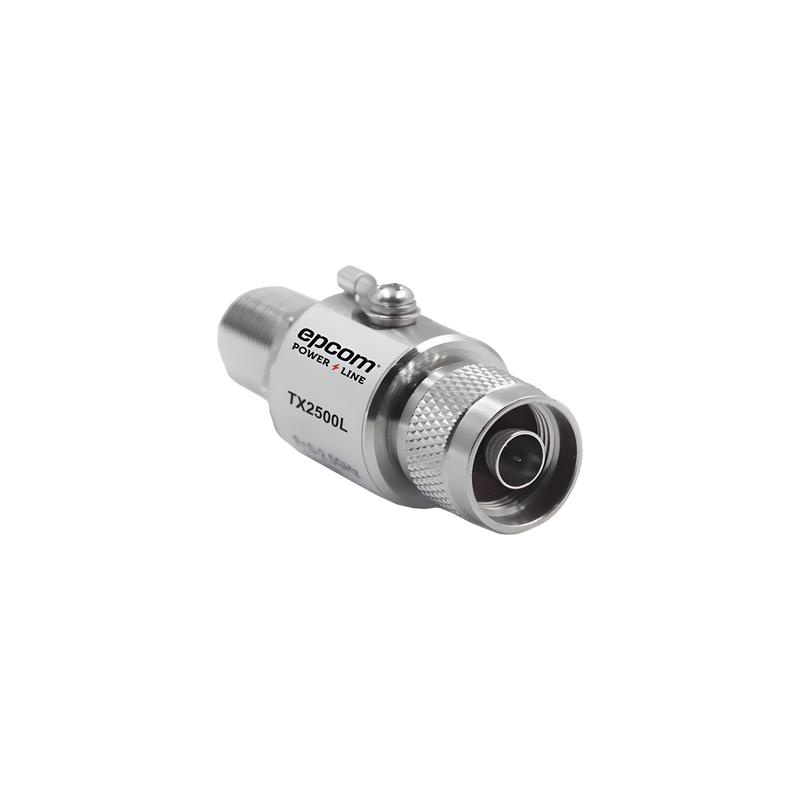 Protector de Línea Coaxial, tipo tubo de gas y paso de C.D., para 0-2.5 GHz, 750W y 0.2 dB de Perdida por Inserción