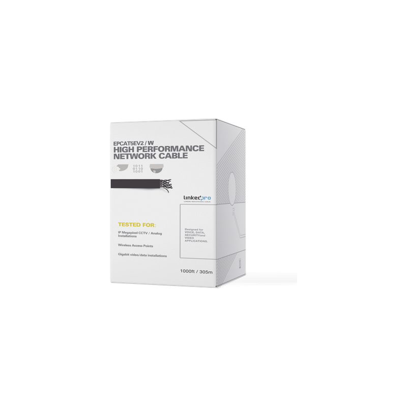 Bobina de Cable UTP / Cat5e / 305m (1000 pies) / CCA / 24 AWG / 100 MHz / Interior