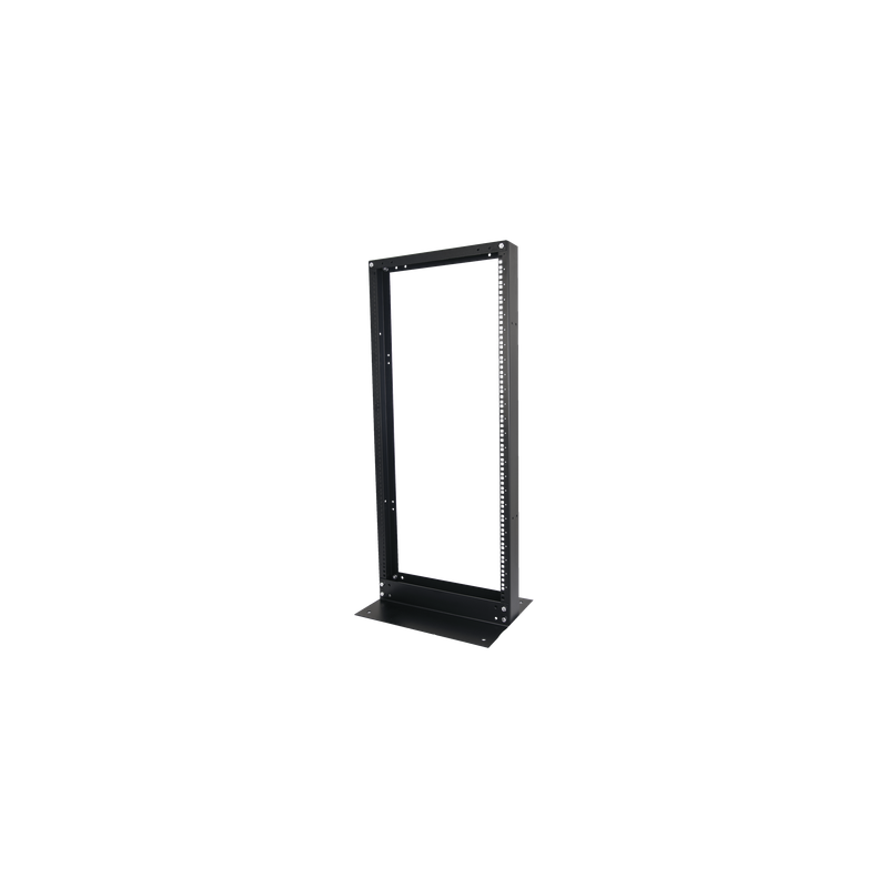 Rack de 2 Postes / 24 UR / 19" EIA-310D / Carga 460 kg / Base L para Piso / Acero Cal. 11 y 14