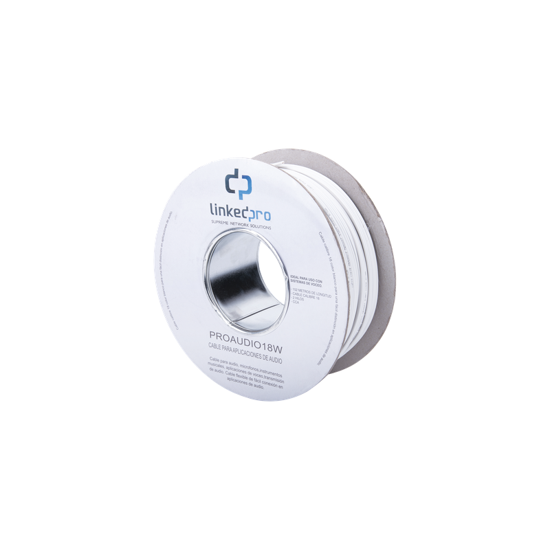 Bobina de Cable / Calibre 18 / 2 Conductores CCA / 152 m (498.7 ft) / FRNC / Blanco