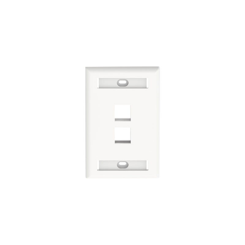 Placa de Pared Vertical / 2 Puertos Keystone / 69.8 x 114.3 mm / 2.75 x 4.5 pulg. / Con Espacios para Etiquetas / Color Blanco