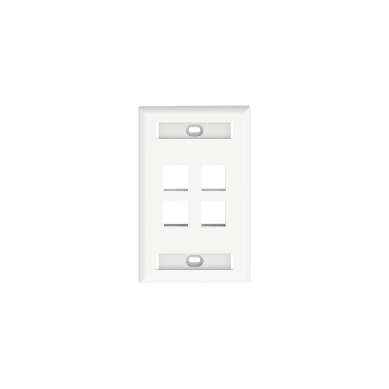 Placa de Pared Vertical / 4 Puertos Keystone / 69.8 x 114.3 mm / 2.75 x 4.5 pulg. / Con Etiquetas / Blanco