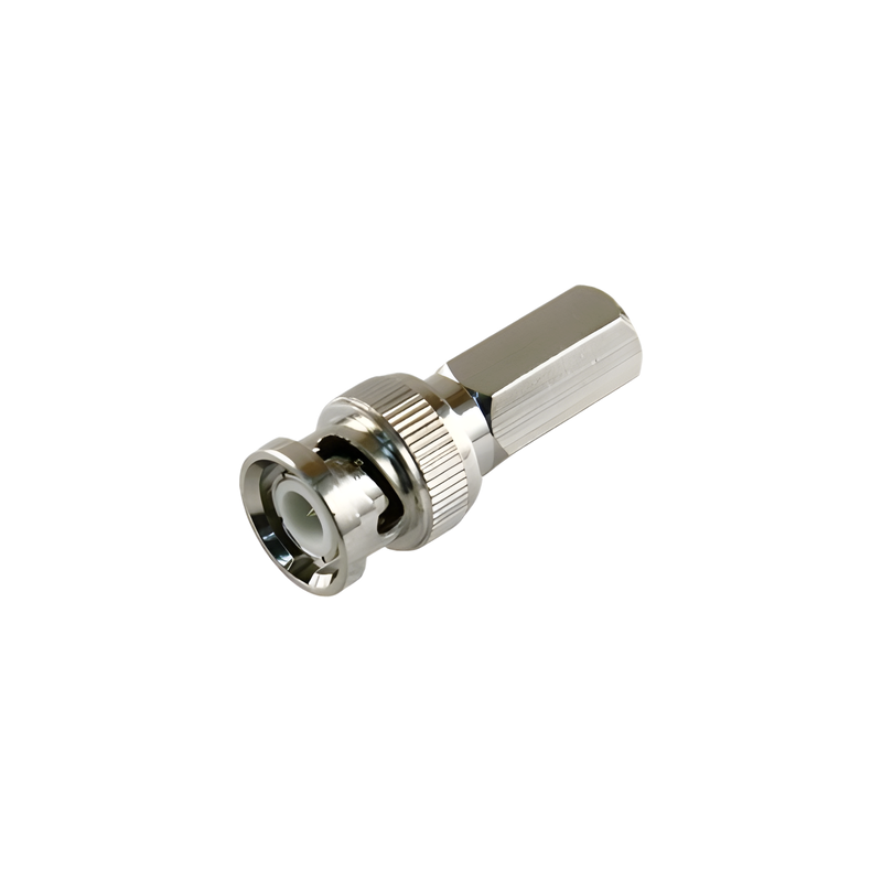 Conector BNC Macho / RG-59/U / 75 Ohm / Rosca Hexagonal 9.5 mm / Ensamble sin Herramientas / 13.9 mm x 31.8 mm