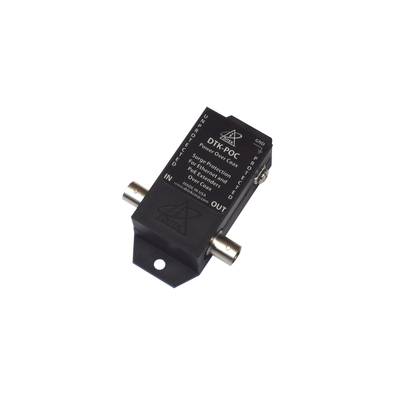 Protector Coaxial PoE / BNC Hembra / 75 Ohms / Ethernet 10/100 / 2.2 x 3.2 x 1.0 pulgadas / Contactos Secos