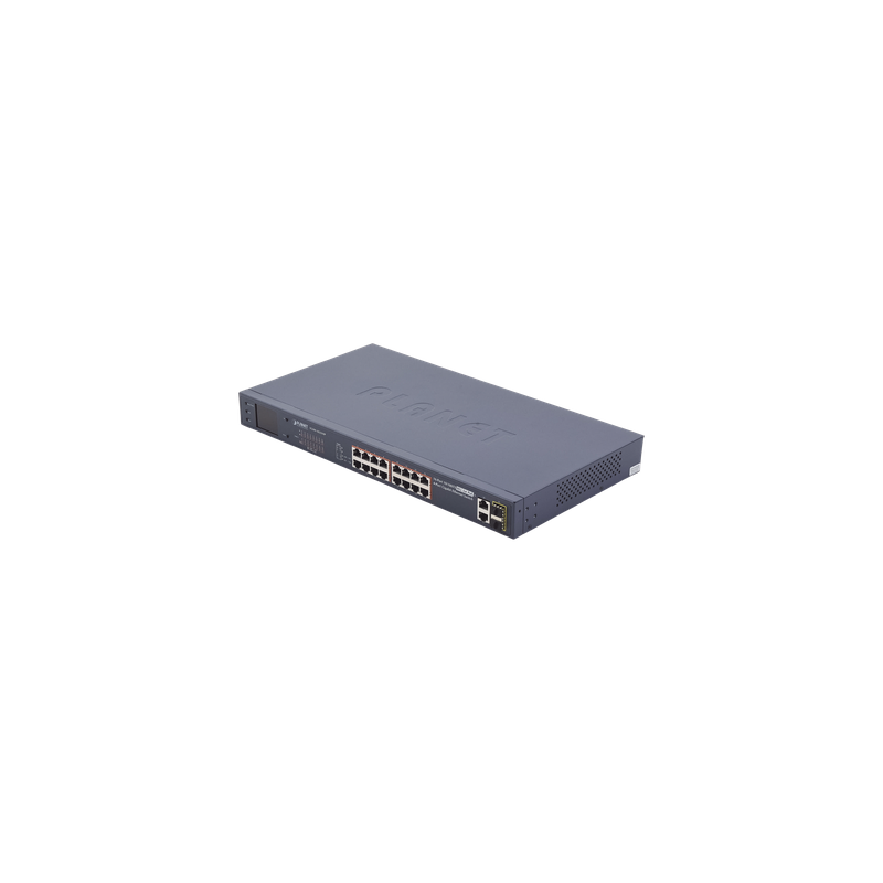 Switch PoE+ PLANET 16 Puertos 300W LCD VLAN Extended