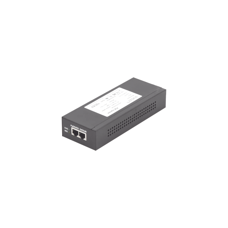 Inyector PoE / 56 Vcc / 30 Watts / Para Domos PTZ / 802.3af/at / 110-240 Vca / Endspan y Midspan